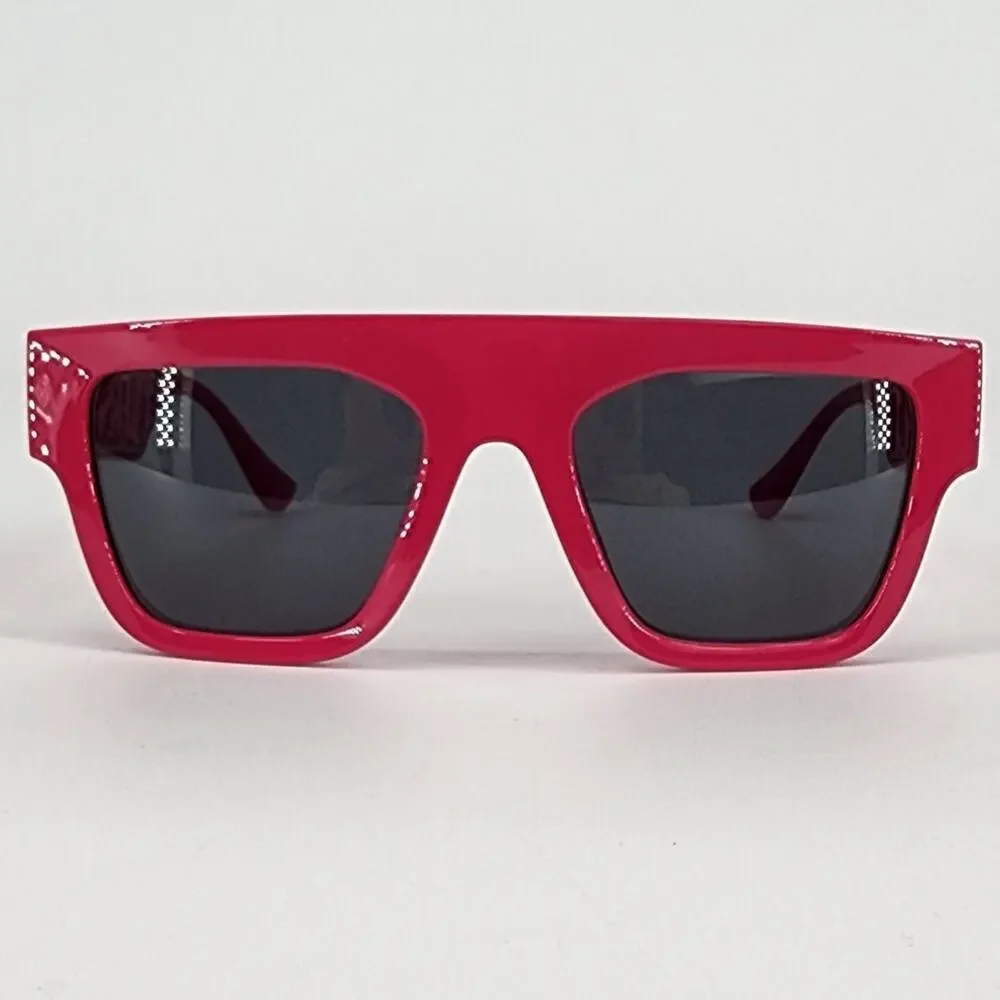 Versace Bright Pink Cutout Logo Square Sunglasses Unisex New in Box
